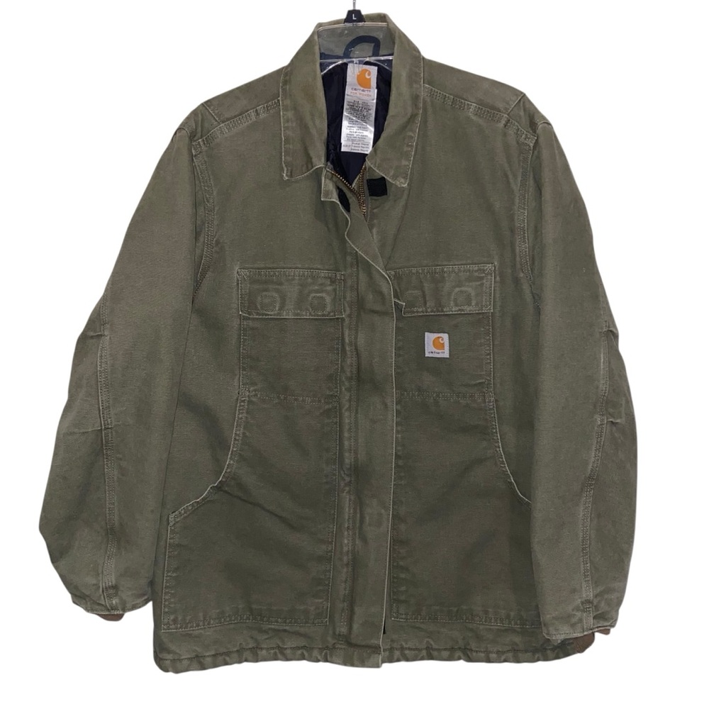 Carhartt  Jacket Womens XL WC028 LOV  Green Quilt Lined Work Chore Canvas Duck
